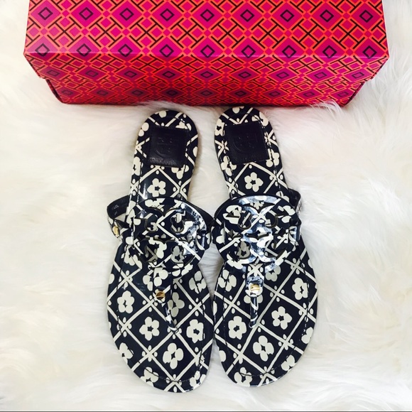 Tory Burch Shoes - {Tory Burch} RARE Navy Floral Miller Sandals
